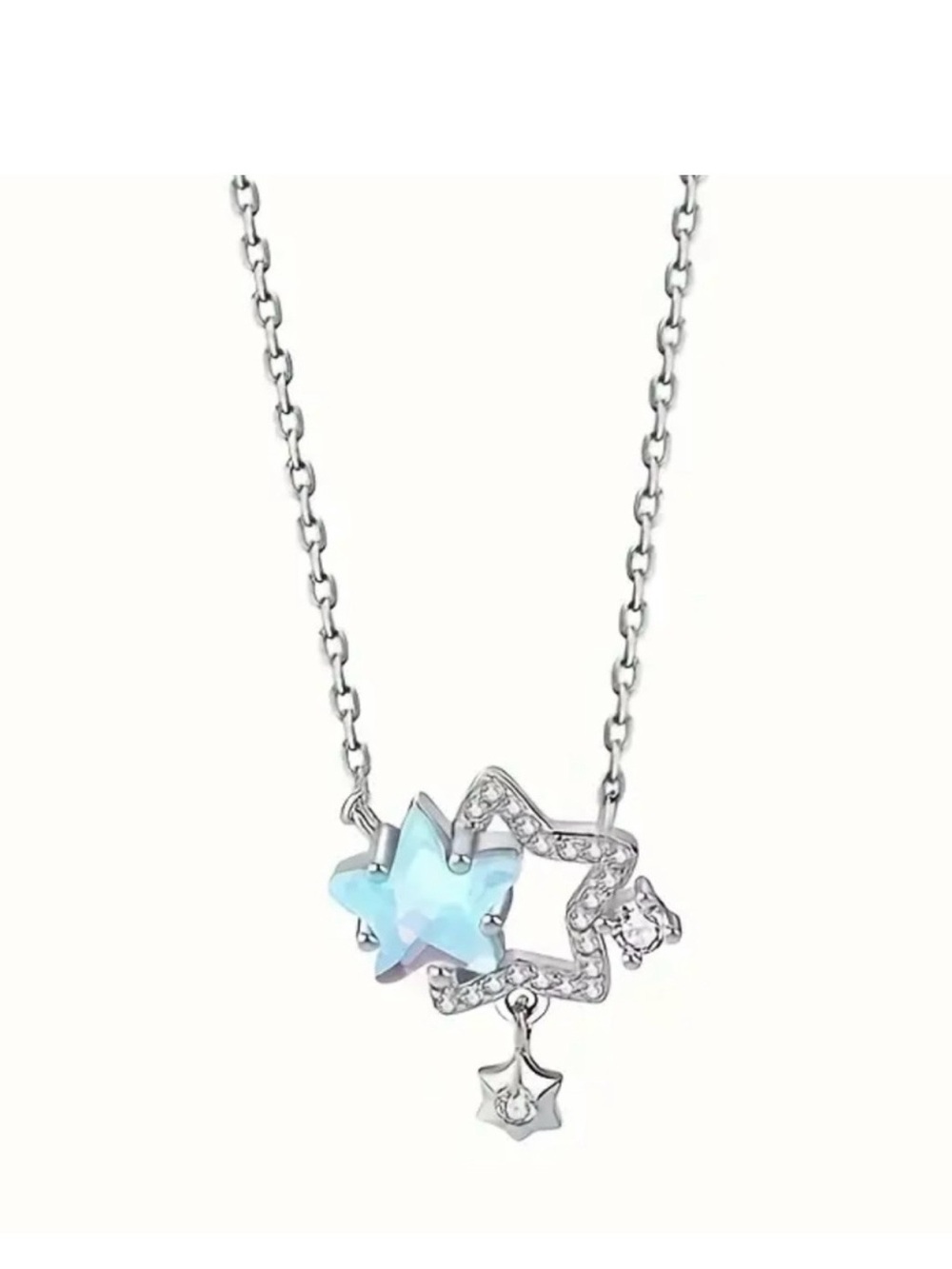 Sterling Silver Blue Star Pendant Necklace